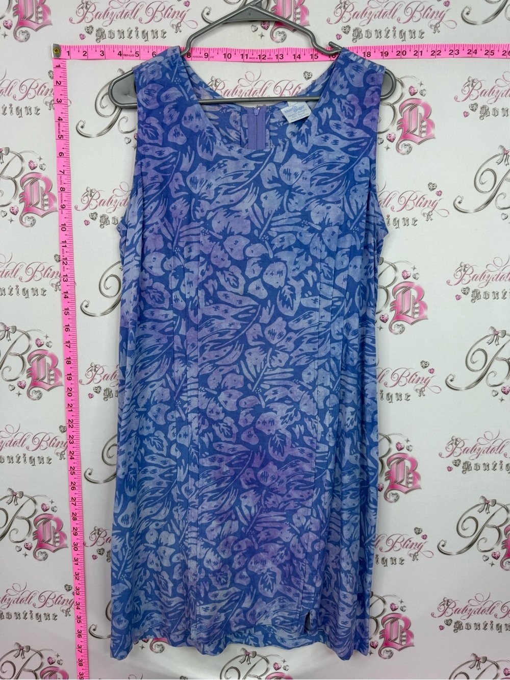 Blue ginger dress Hawaii Hawaiian Blue and Purple Floral Sleeveless Shift Dress